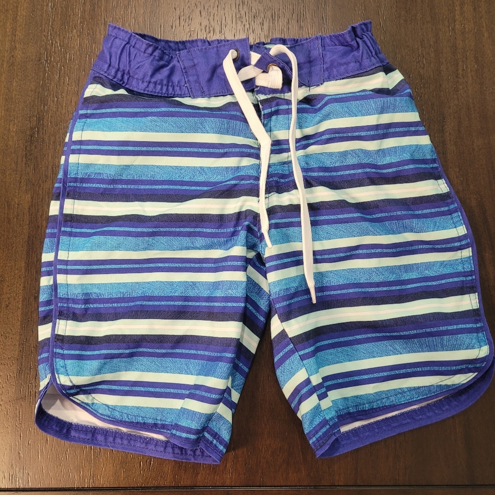 Art‎ Class Boys Blue Striped Swim Trunks Size 5 Adjustable Waist Board Shorts